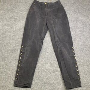 State of Claude Montana Vintage Black High Waist Toggle Ankle Pants Italy
